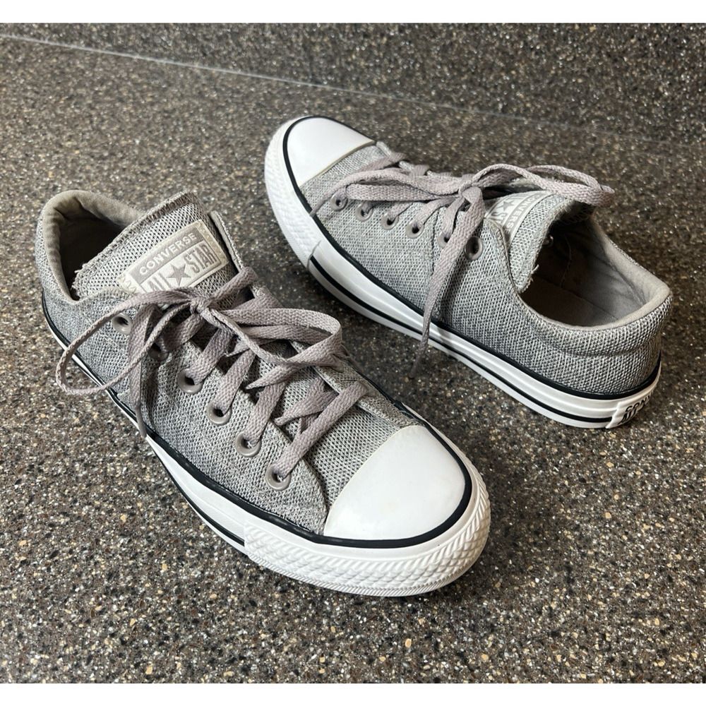 Converse All Star Women Sz 7 Gray Woven Canvas Lace Up Low Sneaker Padded Tongue